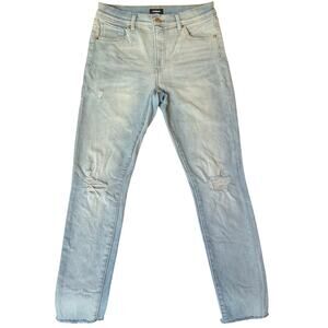 Express Women Skinny Jeans size 8/R Light Blue Mid Rise Stretch Frayed